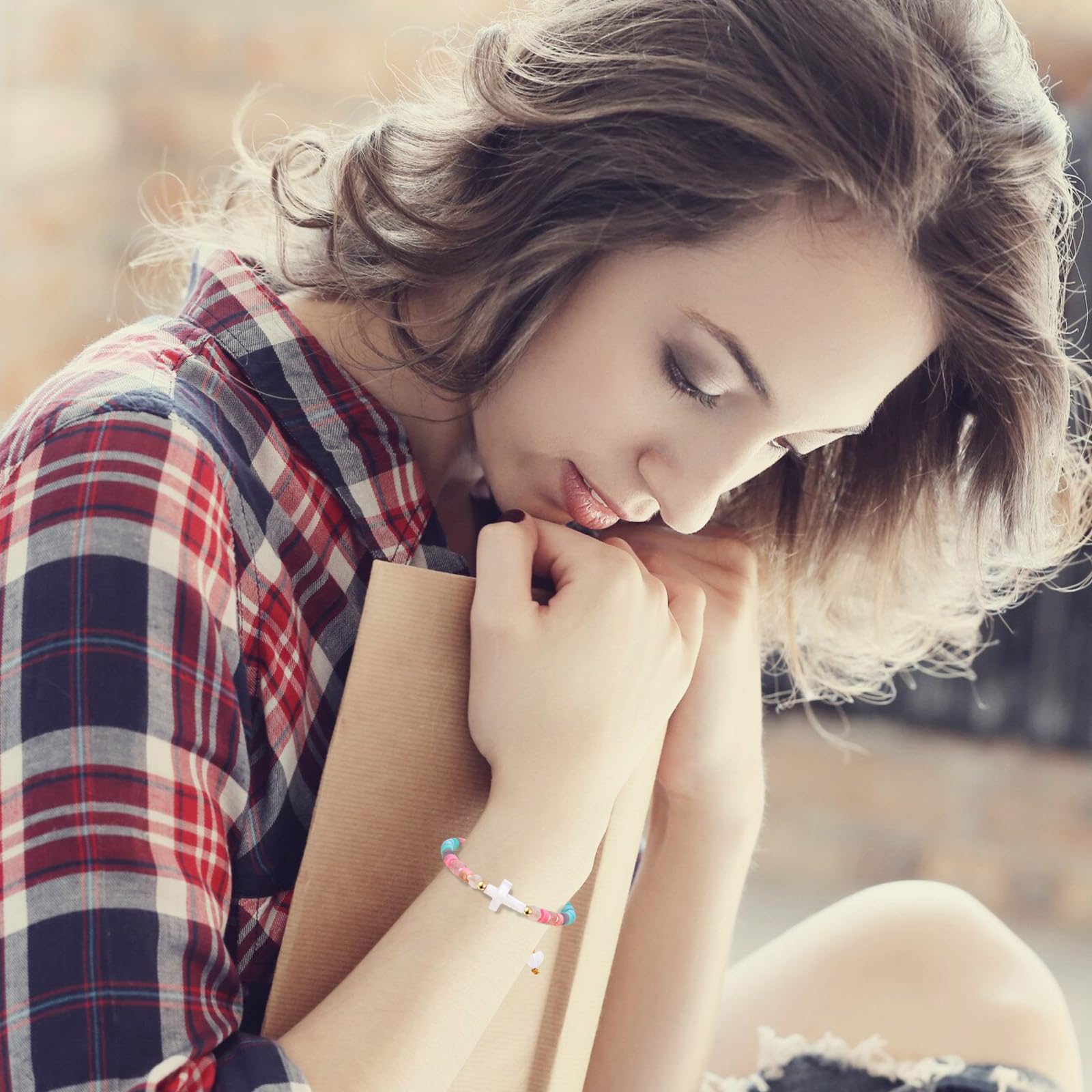 Smilelife Baptism Gift for Women, Girls and Boys - Inspirational Cross Bracelet with 'God Bless You' Card