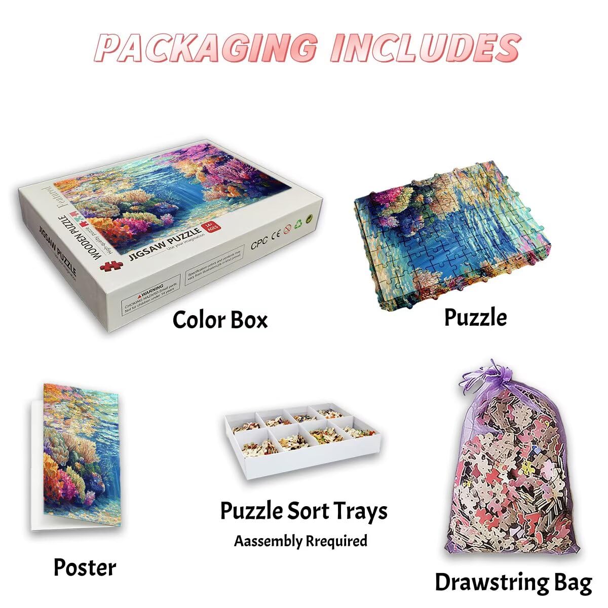 Puzzle dla dorosłych, 5000, koralowe, 5000 sztuk, dla dorosłych, drewniane puzzle do dekoracji wnętrz, niemożliwe gry logiczne, wyjątkowe prezenty dla kobiet, prezenty dla mężczyzn, wymagający motyw