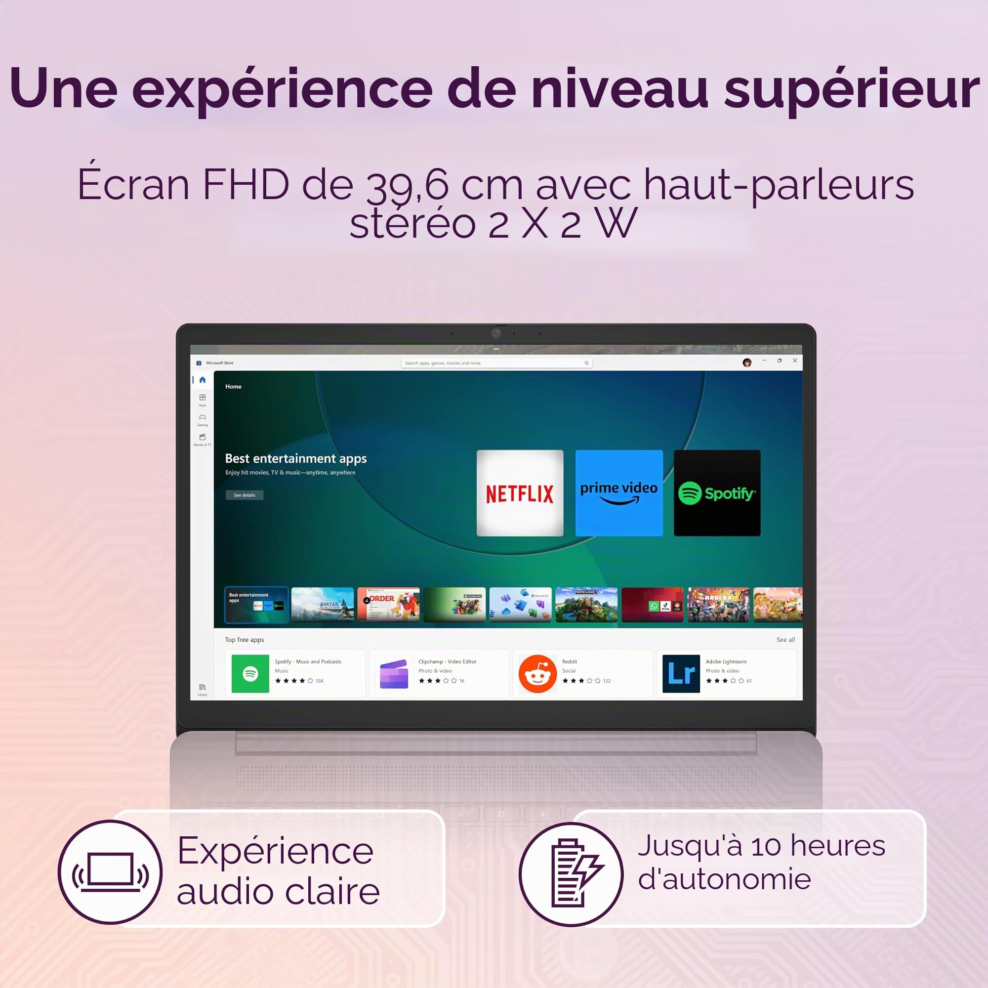 Lenovo Chromebook IdeaPad 3i, écran FHD 15,6", Intel Celeron N4500, 8 Go de RAM, 64 Go eMMC, 1920 x 1080 px, appareil photo 720p, Chrome OS, bleu abysse