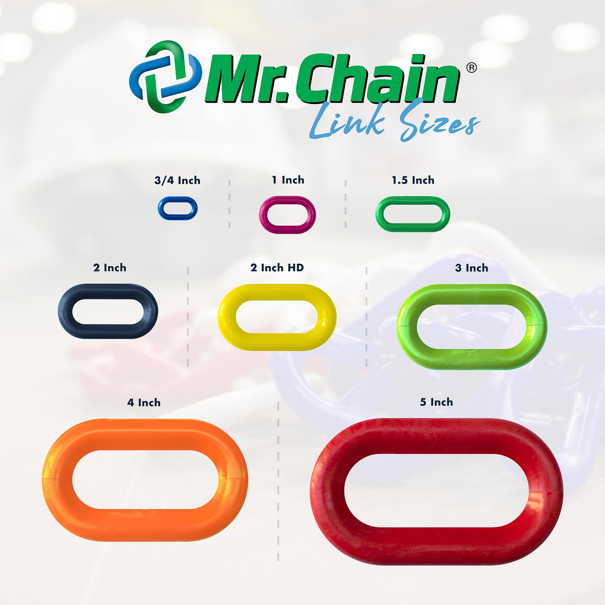 Chaîne en plastique., 3/4" Link x 100 Feet, Red, 1