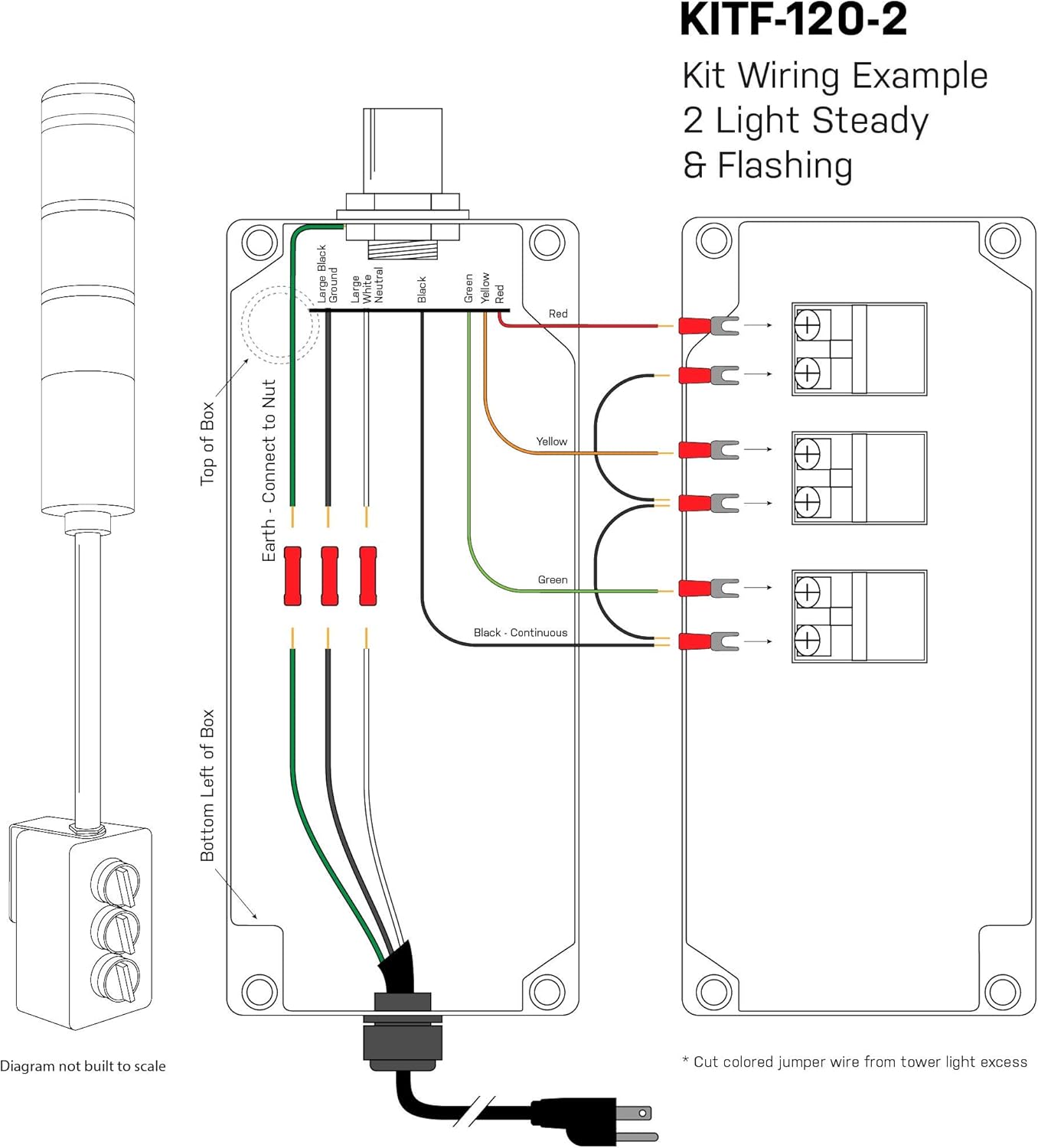 Signaworks LED 2 Light Steady & Flashing Andon Tower Light Kit - Parts Only, Assembly Required - 3 Position Switches for On/Off Operation -Stack Light…