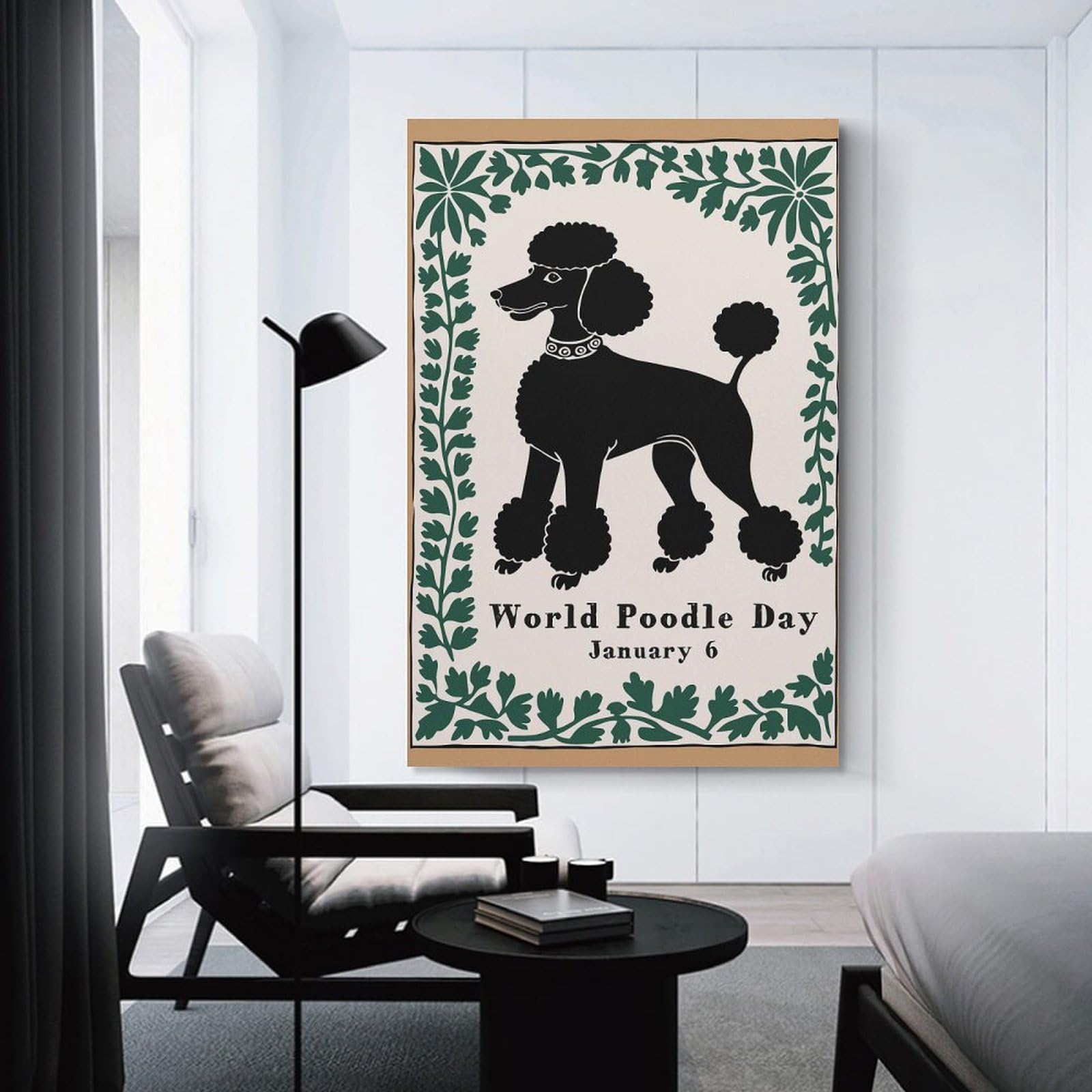 Junmoney Canvas Art Print World Poodle Day Art, 20x30inch(50x75cm), for Gallery Wall Decor And Room Displays, Wall Decor Suited to Curated Displays