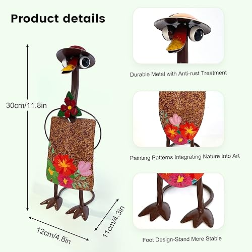 Miniatura 8 de HONGLAND Arte de metal de pato para patio, decoración de jardín de pareja de patos, adornos de pala para exteriores, paquete de 2 unidades, regalos