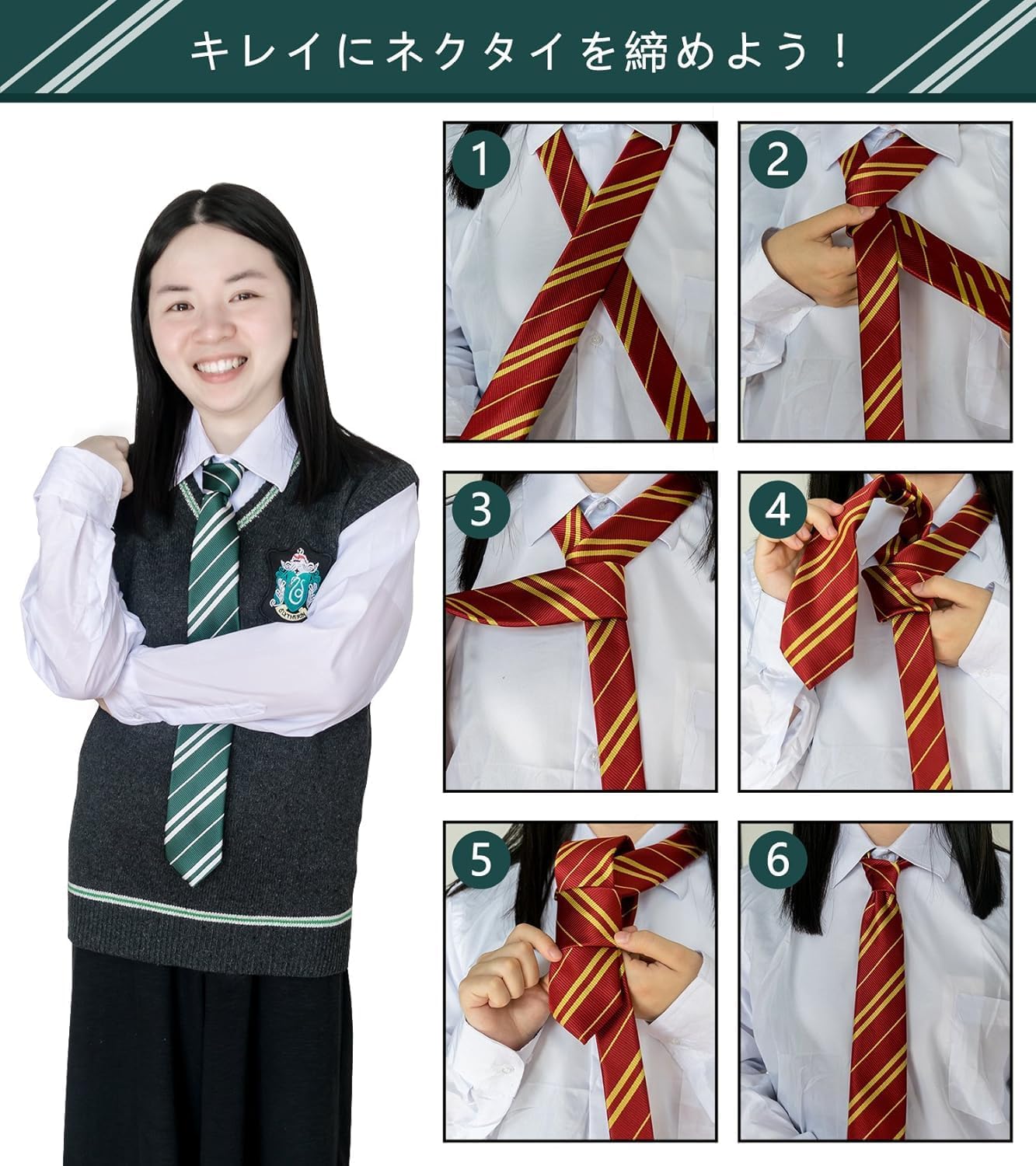 [RinMart] ハリーポッター 風 衣装セット グリフィンドール風 (ローブ + 眼鏡 + ネクタイ + 魔法の杖) 4点セット 男女共用 コスチューム