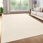 GarveeHome 5x7 Modern Solid Area Rug for Living Room Bedroom Contemporary Minimalist Throw Floor Cover Non-Slip Low Pile Carpets Ivory Simple Area Rug for Dining Room Nursery Room Dorm Home