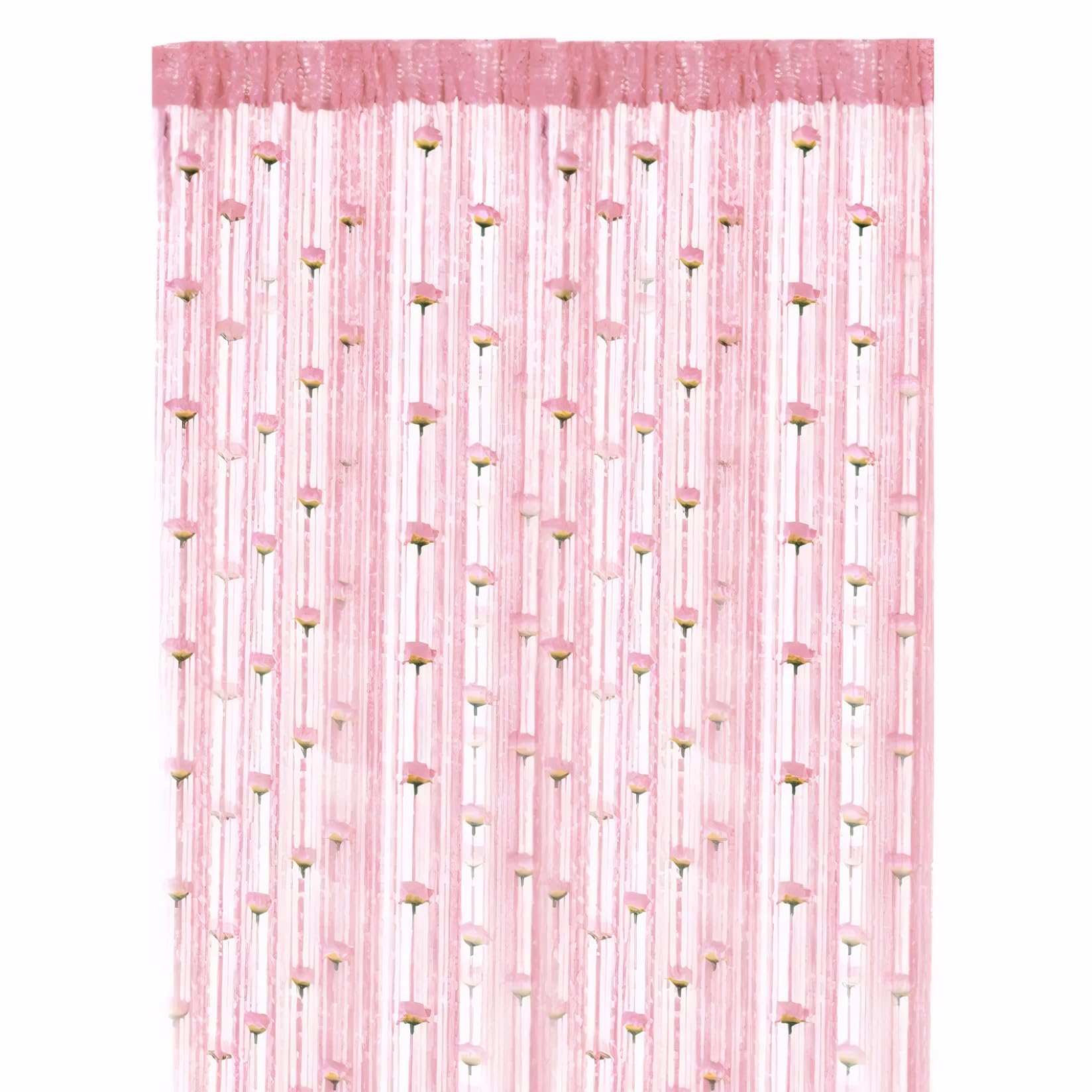 NASSMOSSE Beaded Door Curtain 39x79'' String Curtain Flower Doorway Beads Room Divider Hanging Fringe for Wedding Bathroom, Style 2