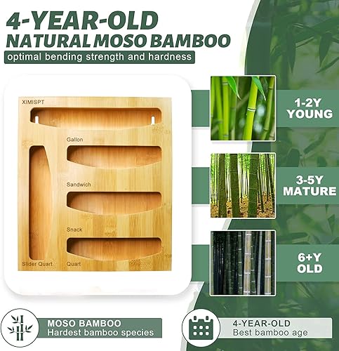 Miniatura 4 de Organizador de almacenamiento de bolsas para cajón de cocina organizador de almacenamiento de bolsas con cremallera compatible con bolsas de galón