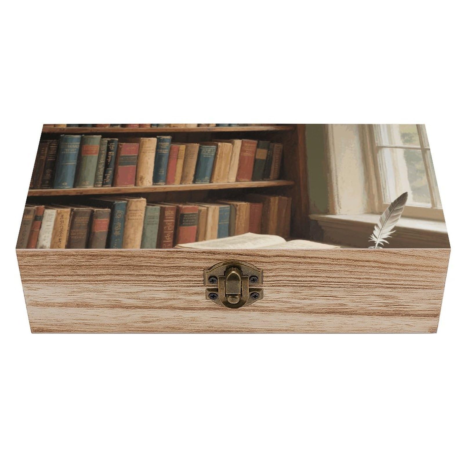 FodPand Decorative Keepsake Box Wooden Storage Boxes with Hinged Lid Handmade Books Wood Organizer Memory Treasure Box for Jewelry Craft Card Photo Storage Wedding Bridal Shower Gifts