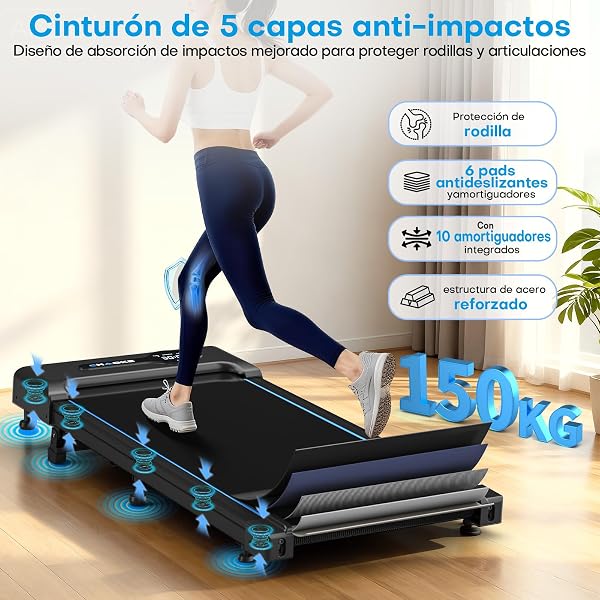 Cinta de Correr CHAOKE Walking Pad con inclinación del 9%, Cinta de Correr bajo Escritorio a 10 km/h, Motor silencioso de 2,75 CV, Capacidad máxima de 150 kg, con 12 programas HIIT y Control Remoto - 4