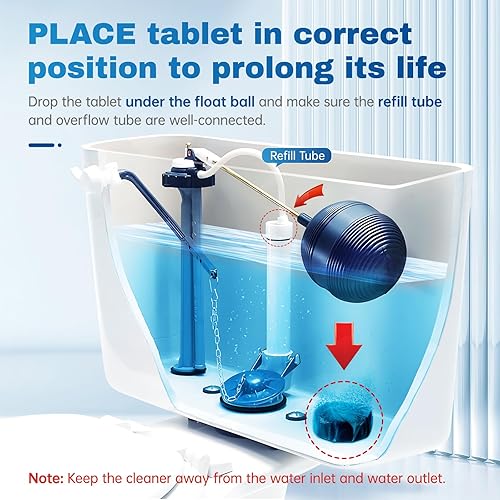 Miniatura 2 de Vacplus Tableta limpiadora de inodoros  Paquete de 100 limpiadores automáticos de inodoro para desodorizar y descalcificar, tabletas limpiadoras de