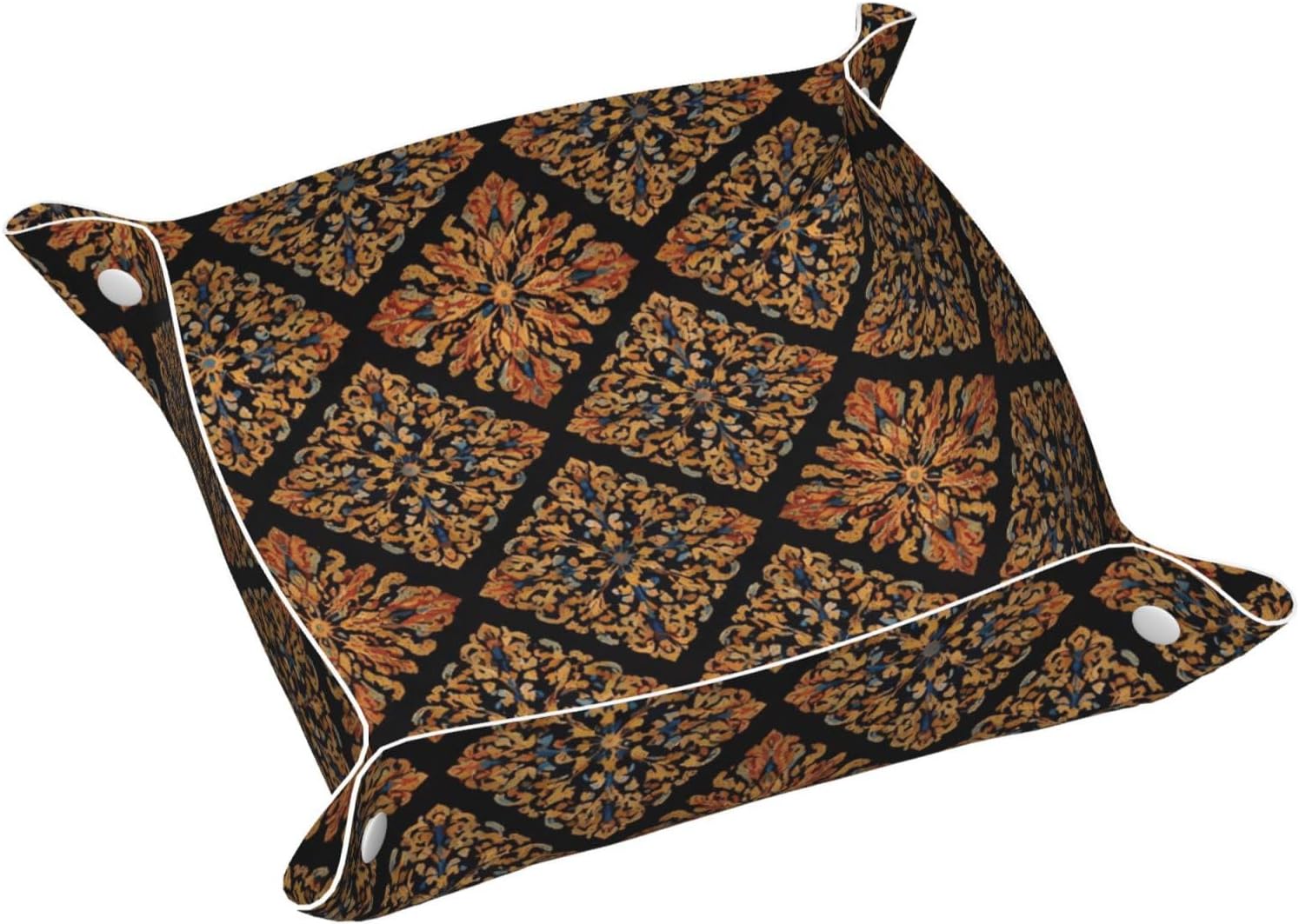 Paisley Bandana Print Cool Red Black Leather Storage Tray Small