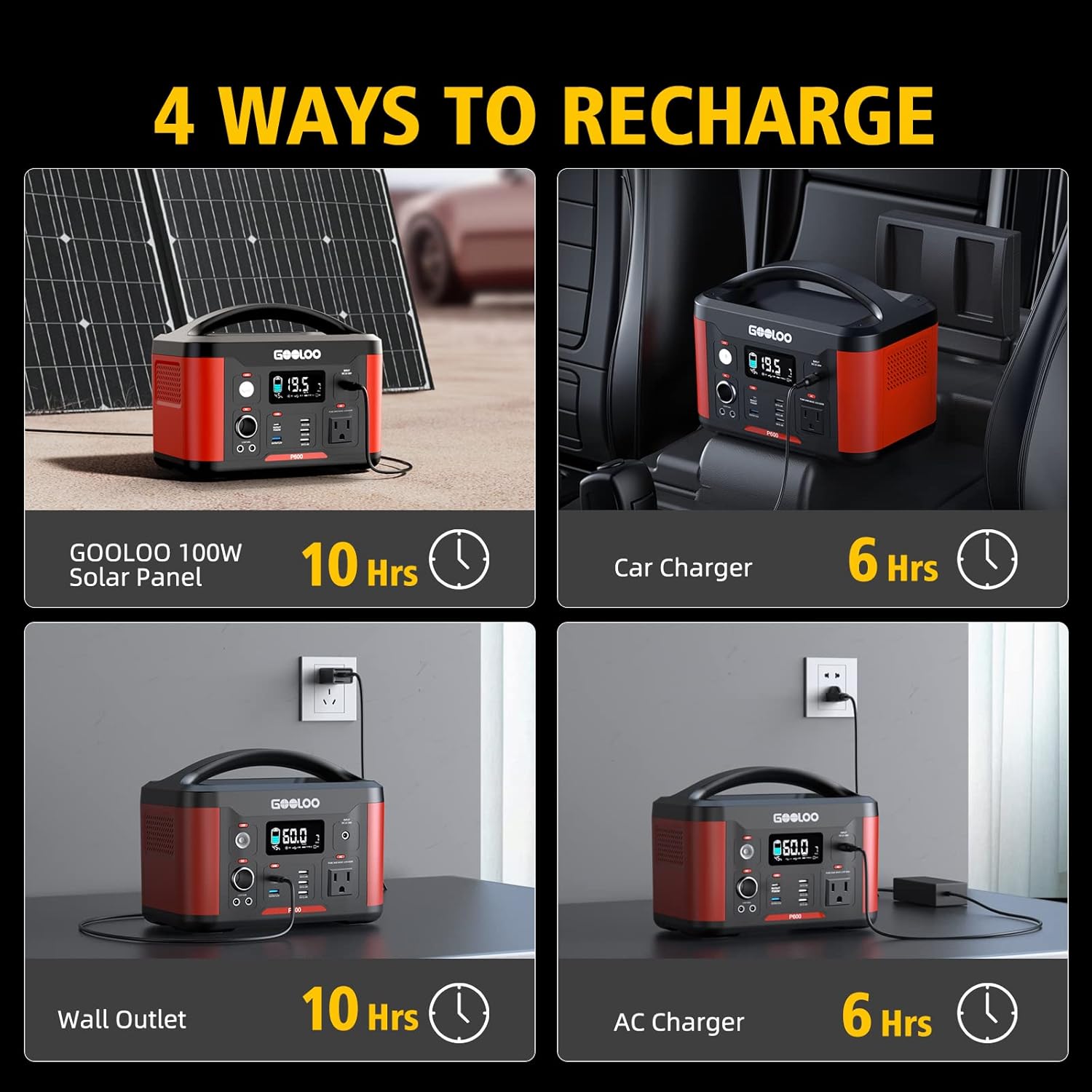 Four methods to recharge the GOOLOO P600