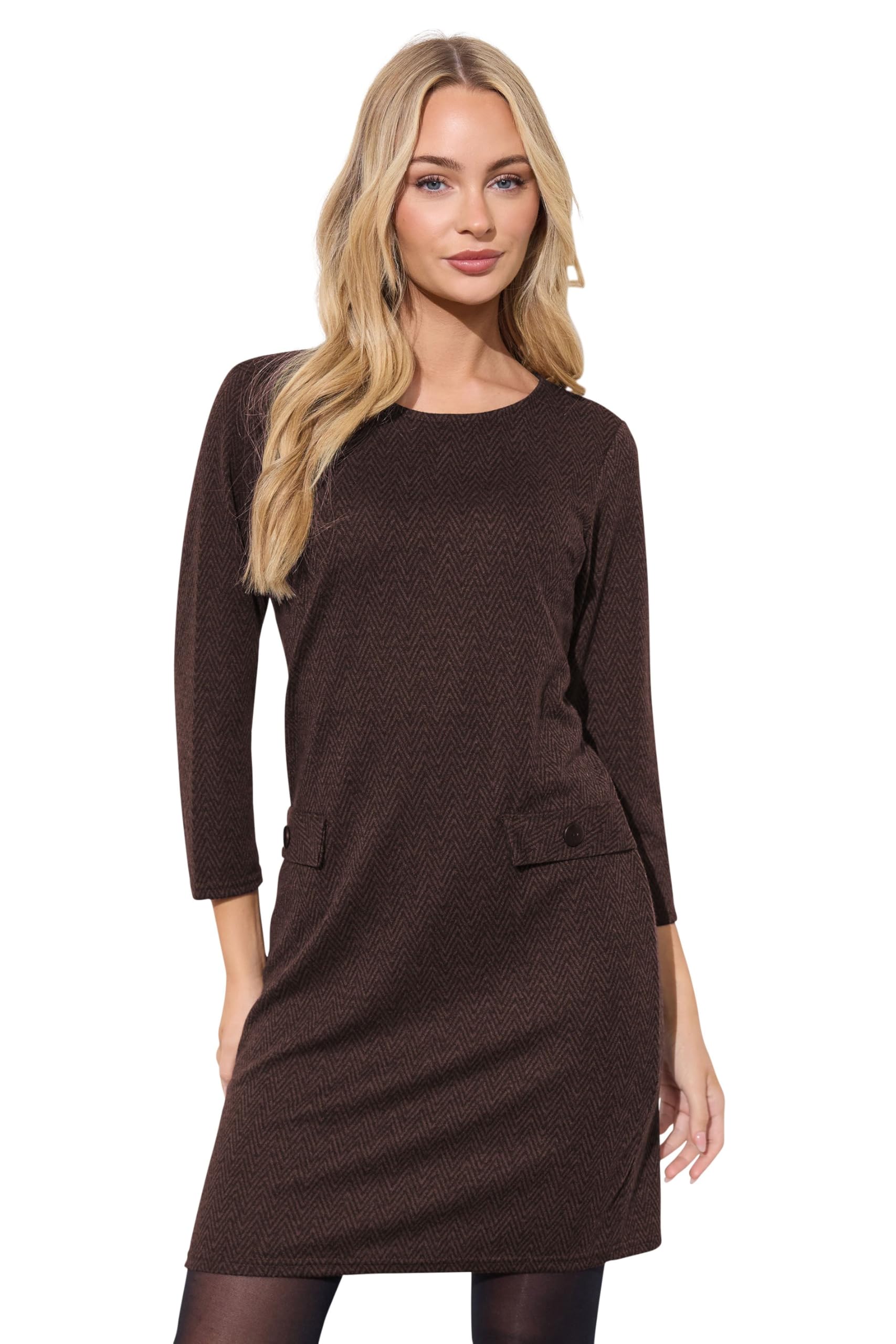 M&Co Women's Brown Chevron Tunic Dress In Size 16