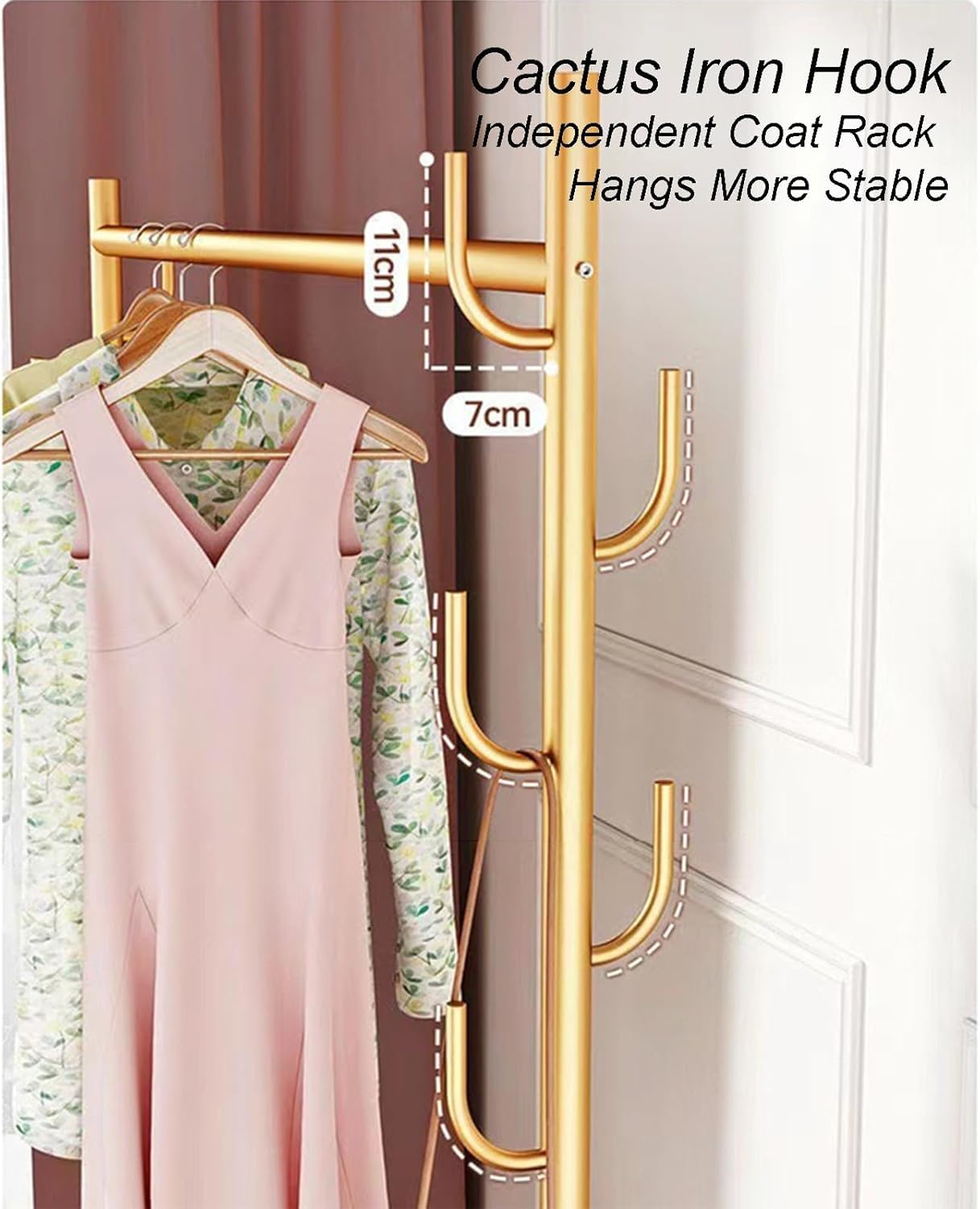 Stojak na ubrania 3 w 1 z metalu z 2 półkami na płaszcze, sukienki, koszule i swetry – stylowe złote wykończenie, idealny do organizacji w domu i w szafie na ubrania (101,6
