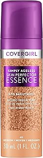 Covergirl Simply Ageless Skin Perfector Essence Foundation, 40 Medium, Tinted Skincare Makeup Hybrid, Sheer Tint, Radiant Finish,Glowy Finish, Vegan Formula, 1.0oz