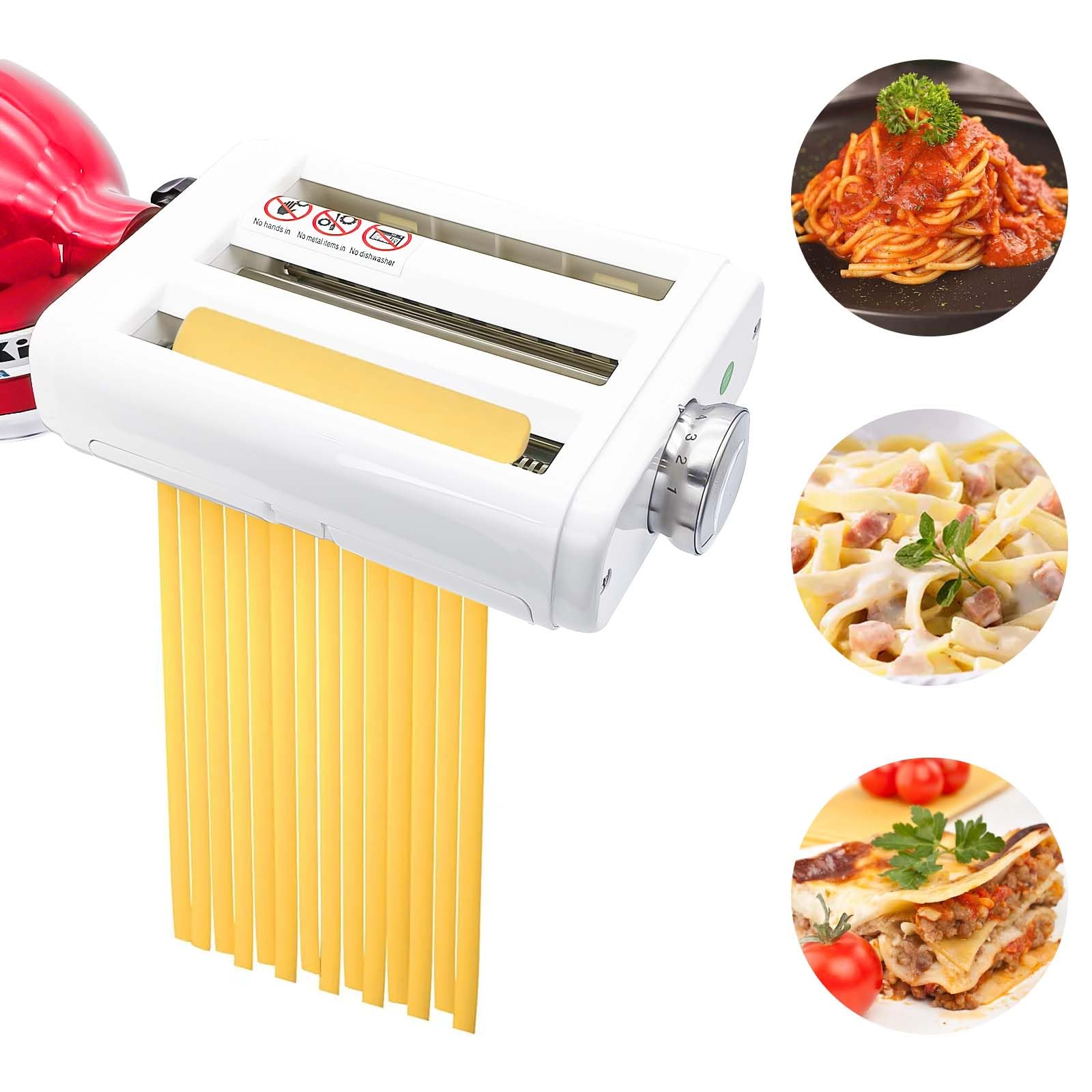 Accesorio para Hacer Pasta Compatible con Batidoras de Pie Kitchen Aid 3 en 1 Rodillo para Pasta, Accesorios para Hacer Fideos