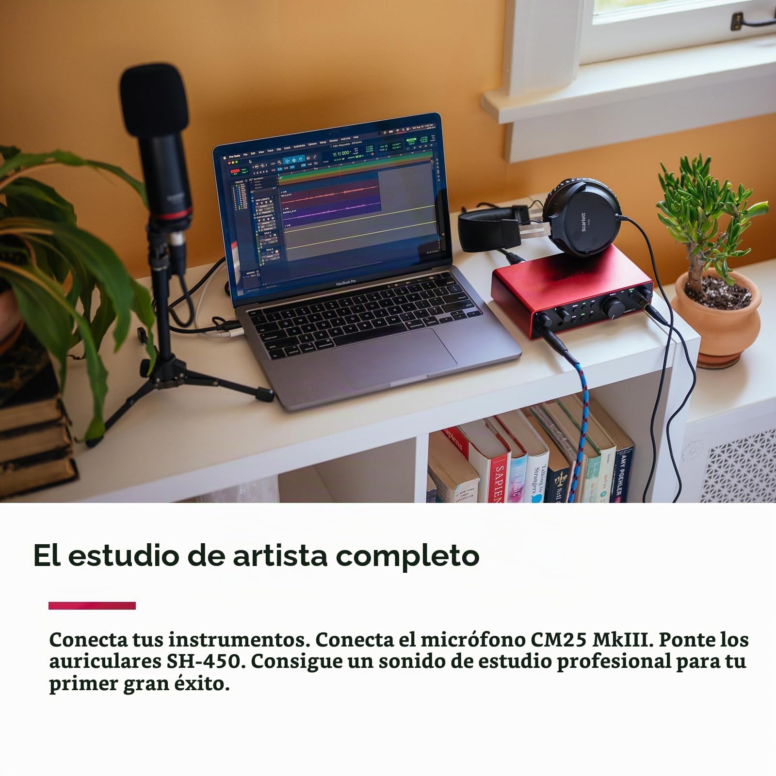 Focusrite Scarlett 2i2 Studio 4.ª gen. paquete de interfaz de audio USB pensada & Novation Launchkey Mini [MK3] — Controlador de teclado MIDI de 25 teclas portátil con USB