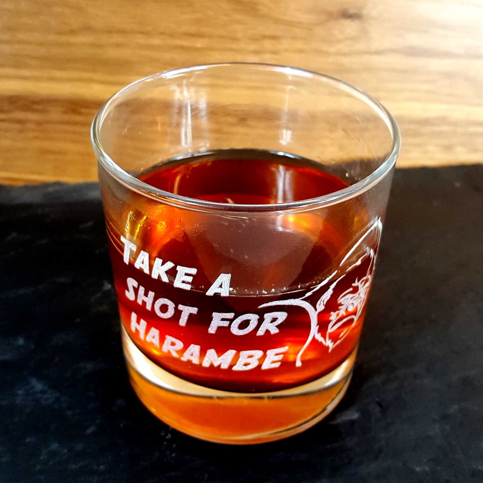 Derwent Laser Crafts Colorless Take A Shot For Harambe - Engraved Whisky Glass