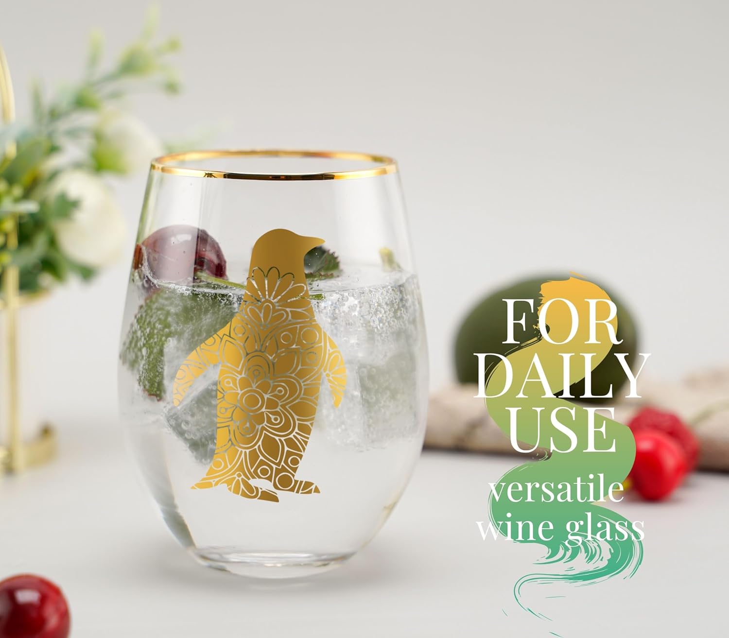 Onebttl Penguin Wine Glass for Red or White Wine - 18oz, Gift for Penguin Lovers, Women's Birthday or