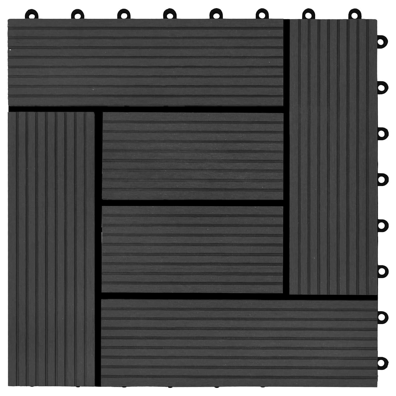 Generisch Terrassenfliese 11 STK. Schwarz 30 x 30 cm WPC,Haushaltsbedarf,9 kg-42046671