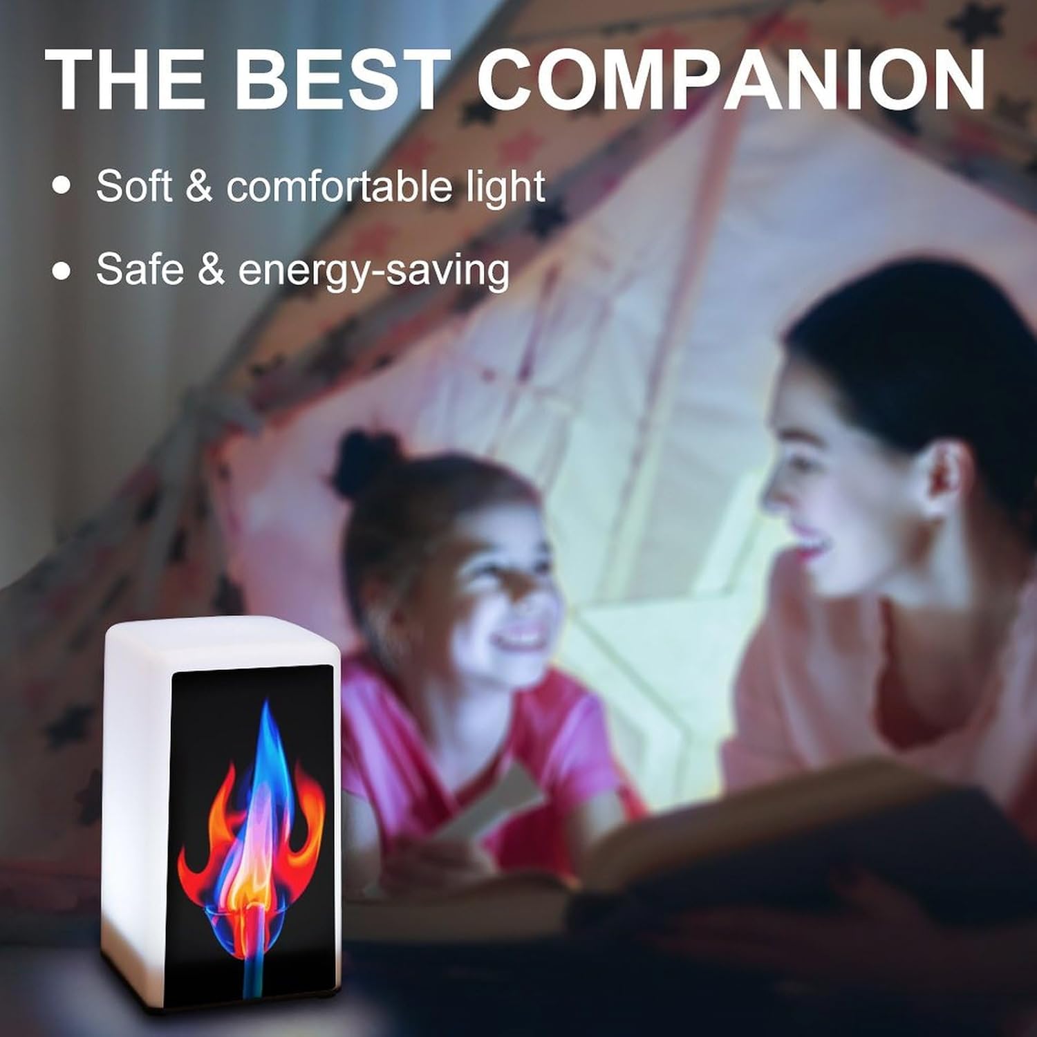 Desk Lamp Table Lamp with 2 Lighting Modes Battery Operated Red Flame and Blue Water Reading Lamp for Bedroom Nightstand
