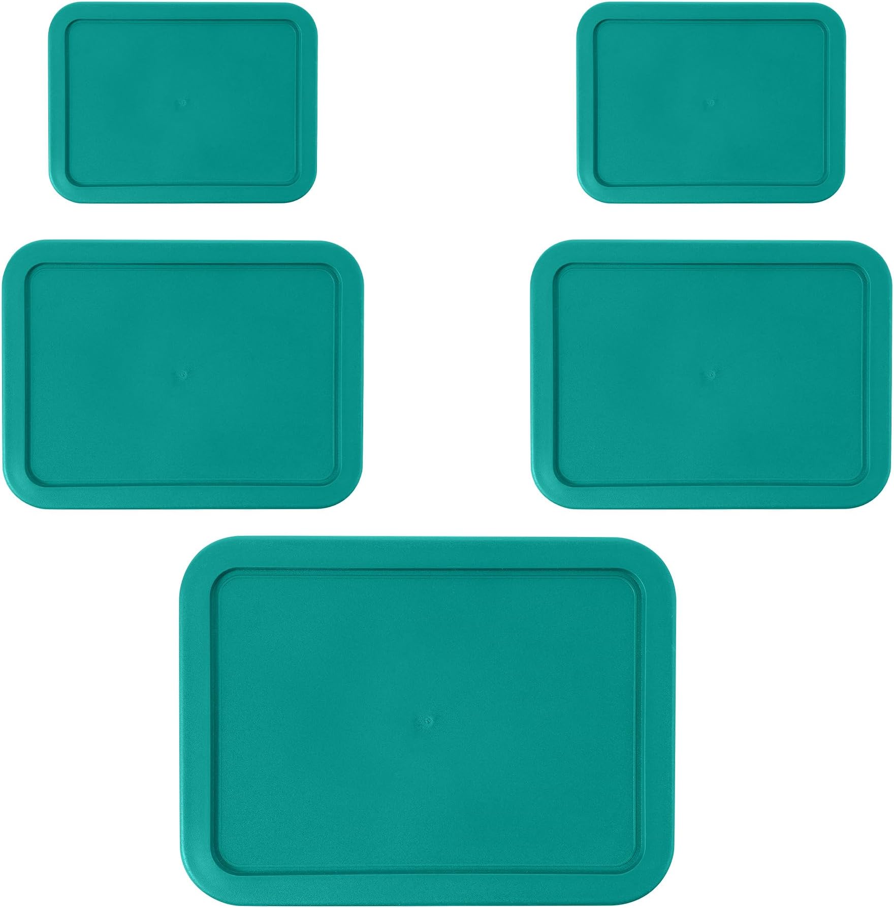 Replacement Rectangular Lids for Pyrex Glass Food Storage Containers (2) 3-Cup (2) 6-Cup (1) 11-Cup (Turquoise)