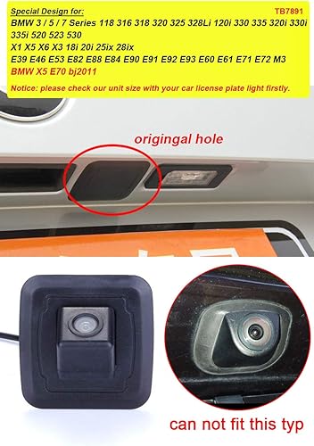 Miniatura 2 de Cámara impermeable de respaldo del vehículo Cámara de visión trasera del coche Ángulo de visión de 170 grados Placa de matrícula reversa para BMW X1