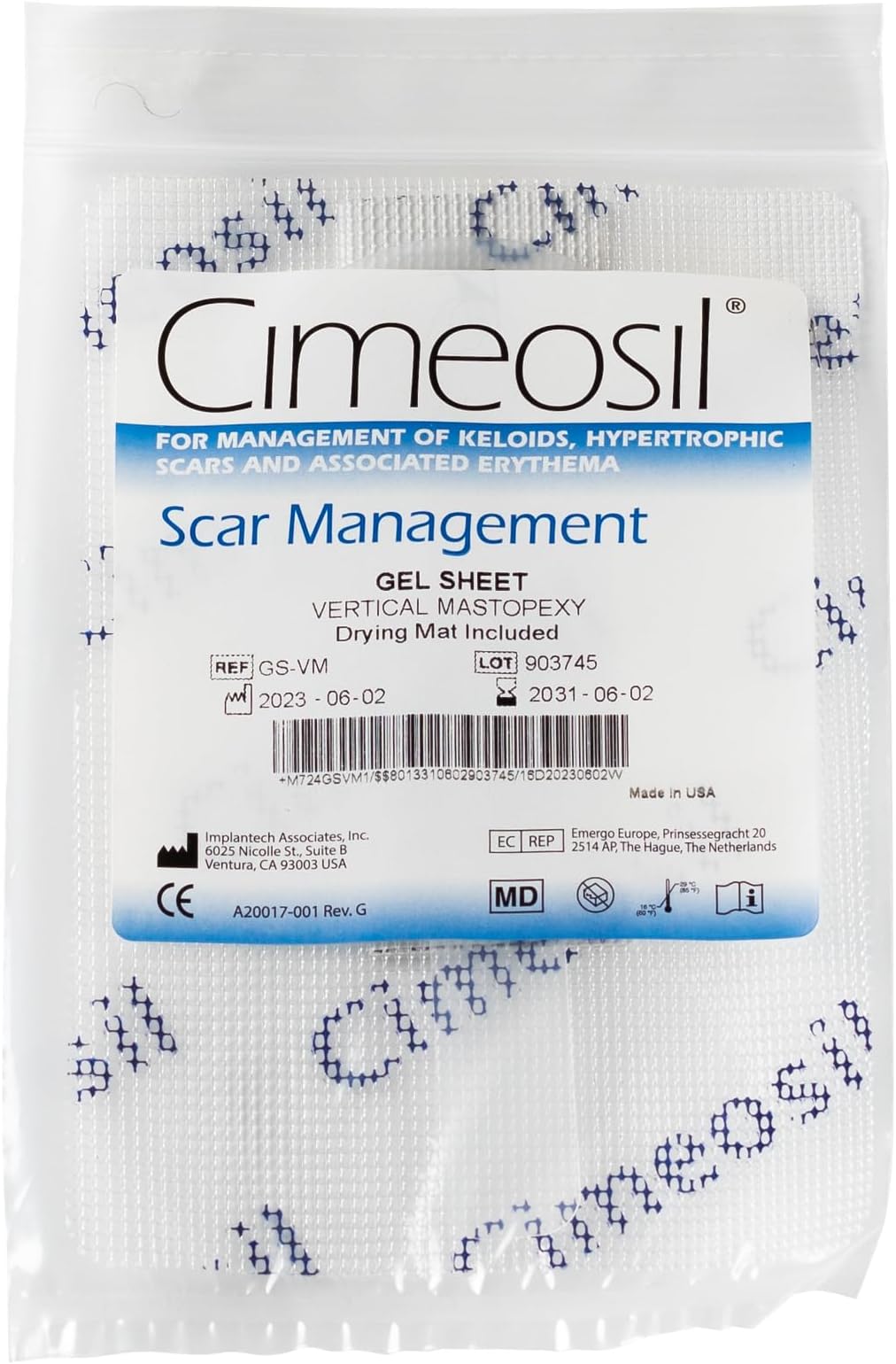 Cimeosil Gel Sheet, Vertical Mastopexy - Scar Treatment for Keloid and Hypertrophic Scars