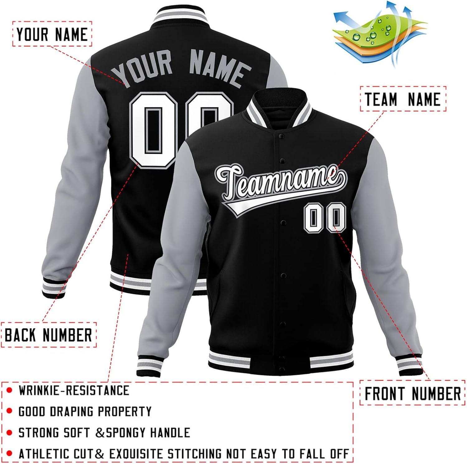 KXK Custom Men/Women/Youth Varsity Baseball Jacket Blend Letterman Jackets Stitched Personalized Name Number Logo Big Size - Image 2