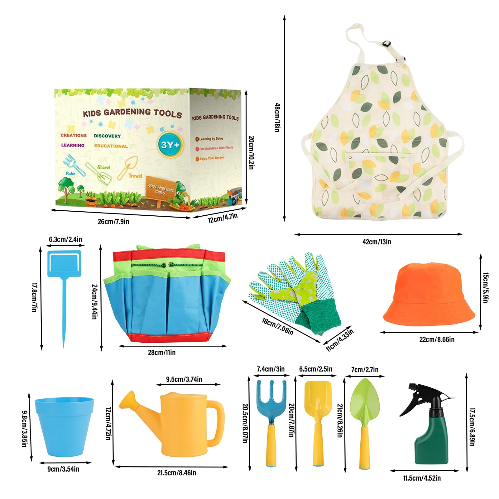 Set da giardinaggio per bambini e rastrello | Kit da giardinaggio per bambini, 11 pezzi, per giardino, cortile, spiaggia