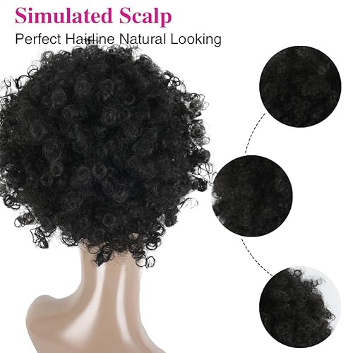 Miniatura 5 de LEOSA Cola de caballo afro con cordón corto afro rizado afro con clip de cola de caballo sintético rizado hecho de fibra Kanekalon extensiones de