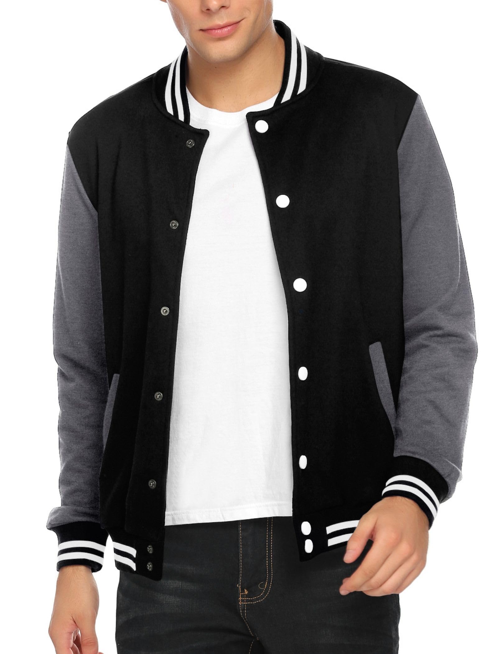 Men's Fashion Varsity Jacket Causal Slim Fit Cotton Letterman Baseball Bomber Jackets