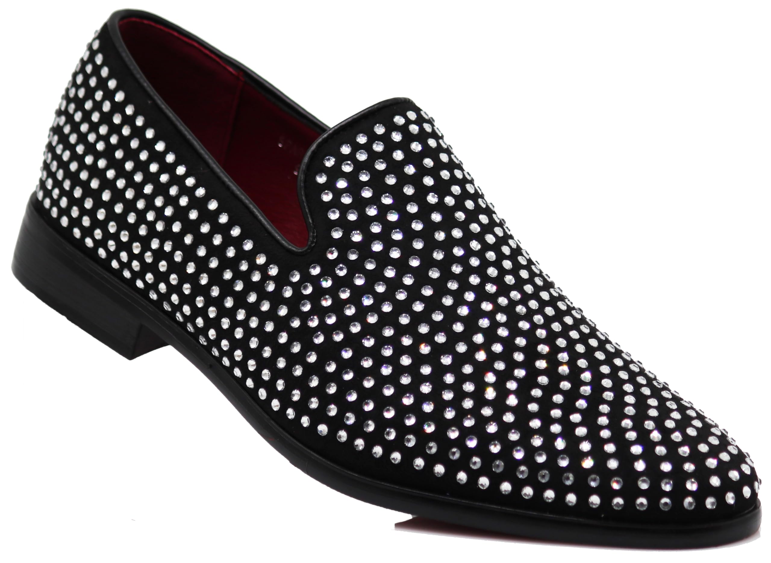 SPK26 Men's Vintage Velvet Rhinestone Designer Dress Loafers Slip On Shoes Classic Tuxedo Dress Shoes