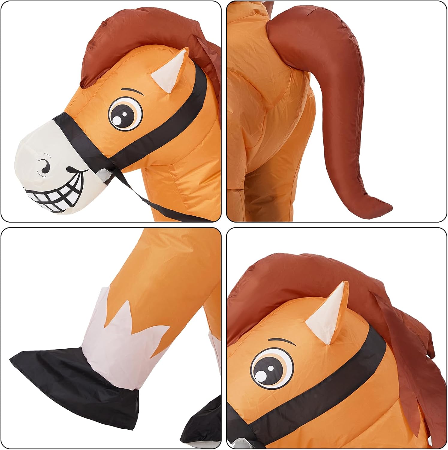 Resiwai Couple Inflatable Horse Costume for Adult 2 People Halloween Blow Up Costumes Funny Cowboy Ride on Horse Suit for Men Women Cosplay - Image 7