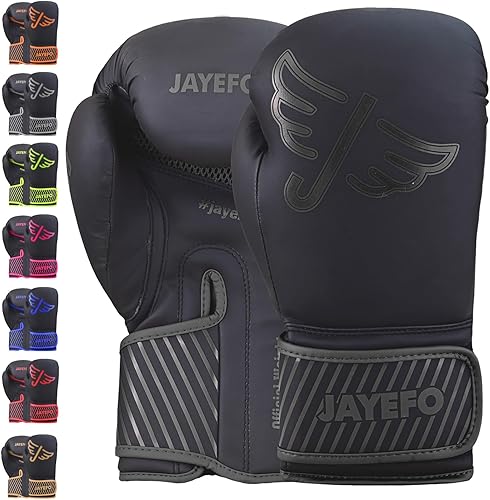 Jayefo Glorious Professional Boxing Gloves with Gel - Leather Sparring Gloves for Boxing Kick Boxing Muay Thai and MMA - Heavy Bag Gloves for Heavy
