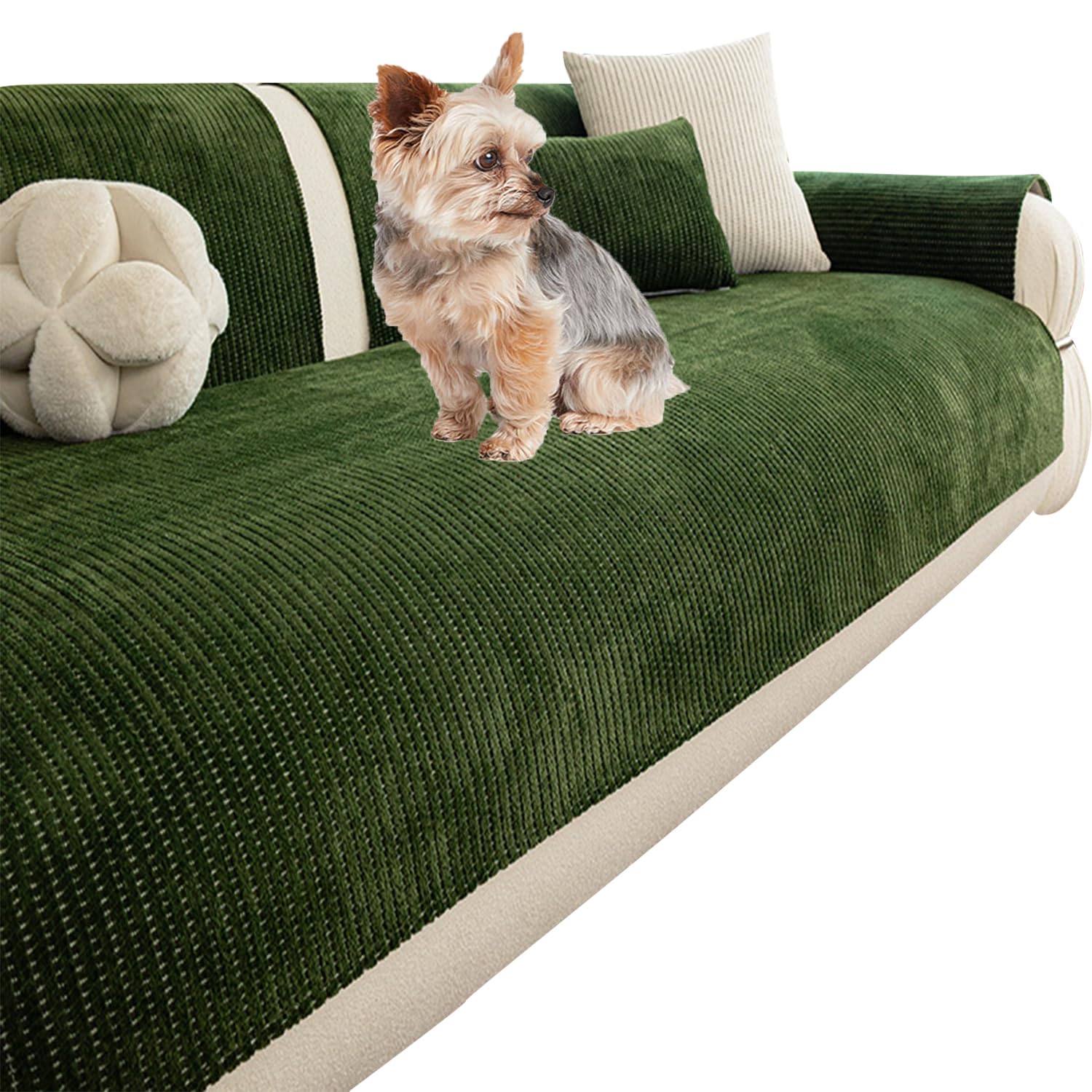 ACCZ Sofa cover for dogs,Pet Couch Cover,Furniture Protector for Living Room,Soft & Non-Slip Pet Bed Mat 2 3 4 Seater,Suitable for living room.(Excluding pillows)(43 * 63ln, Green)