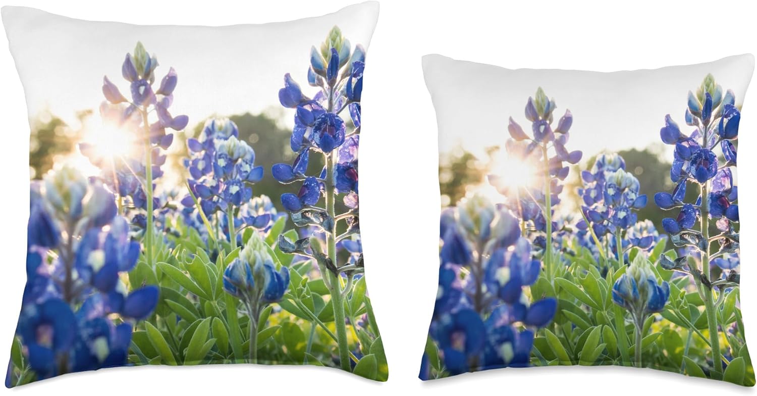 Bluebonnet Texas Wildflower Throw Pillow