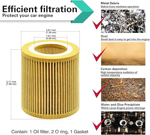 Miniatura 5 de Filtro de aceite para BMW X1 X3 X5 325i 328i 128i 135i 330i 335i X4 X6 Z4 E60 E70 E90, repuesto directo para OE 11427541827 11427953129