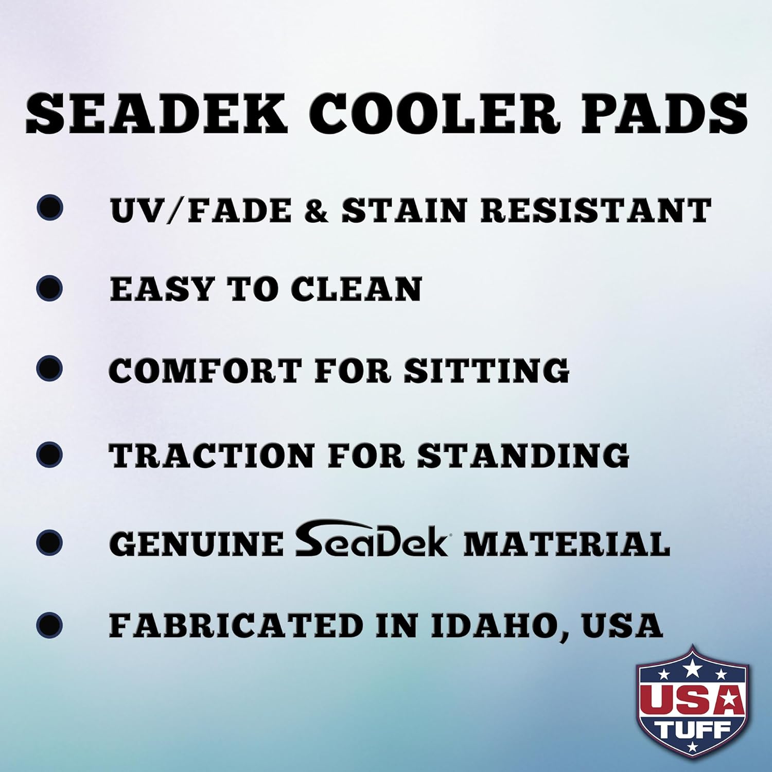 USATuff SeaDek EVA Mat Cooler Pad fits YETI | Peel & Stick Application | Non Slip Comfort Accessories - US Flag Design (Black-StormGray)