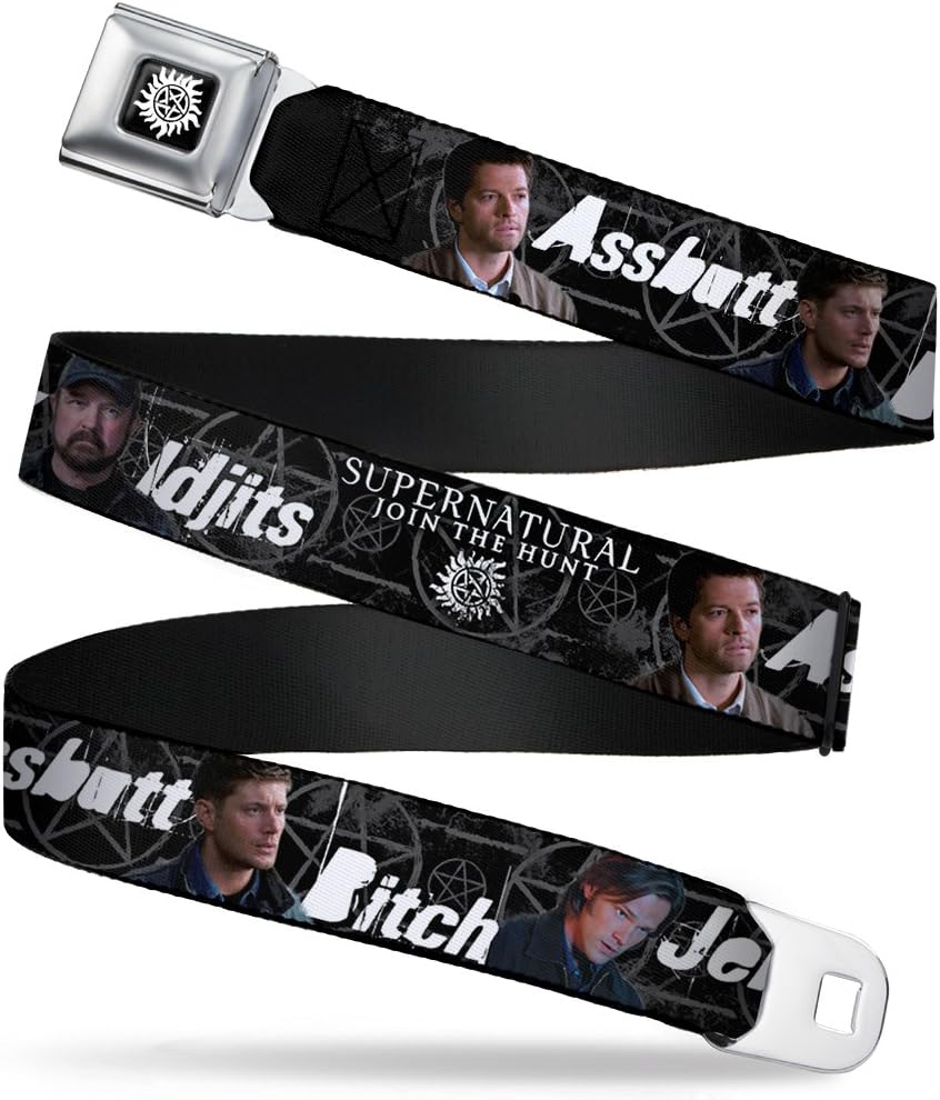 Supernatural Seatbelt Buckle Belt Characters Idjits Cuss Curse Words