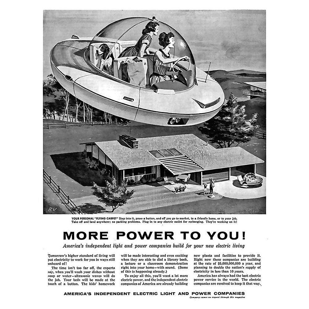 Wee Blue Coo Science Fiction Advert Light Power Flying Saucer Dog Weird Art Print Poster Wall Decor 12X16 Inch