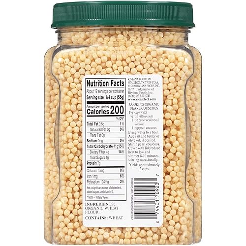 Miniatura 2 de RiceSelect Cuscús orgánico perlado, 24.5 onzas (paquete de 2), 903951SU