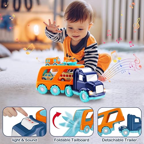 Miniatura 4 de Juguetes para niños de lujo 1 auto grande y 8 pequeños con respaldo trasero para niños juegos de autos de juguete con sonido y luz juguetes para
