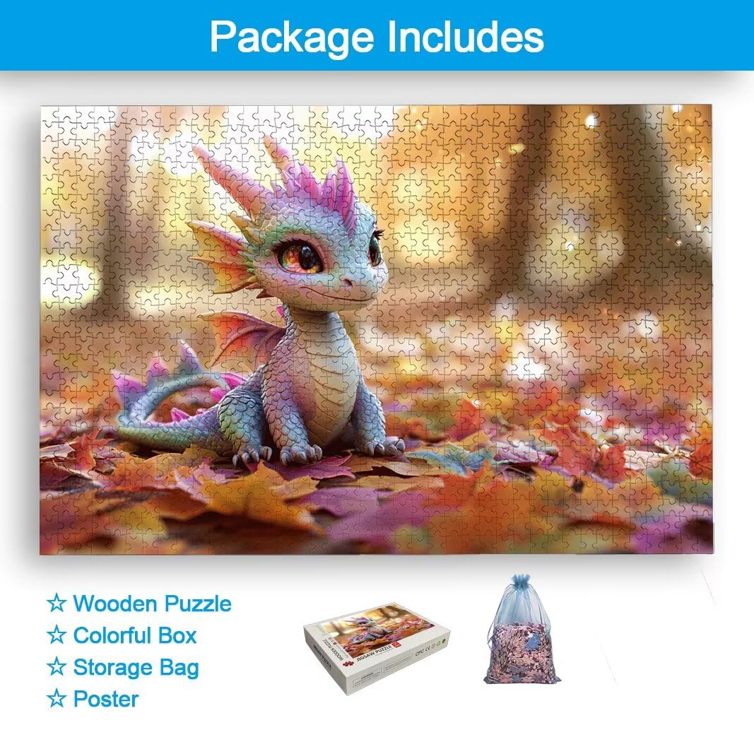 Puzzle 1000 Piezas, Puzzle Dragón de Madera para Adultos, Regalos -2182
