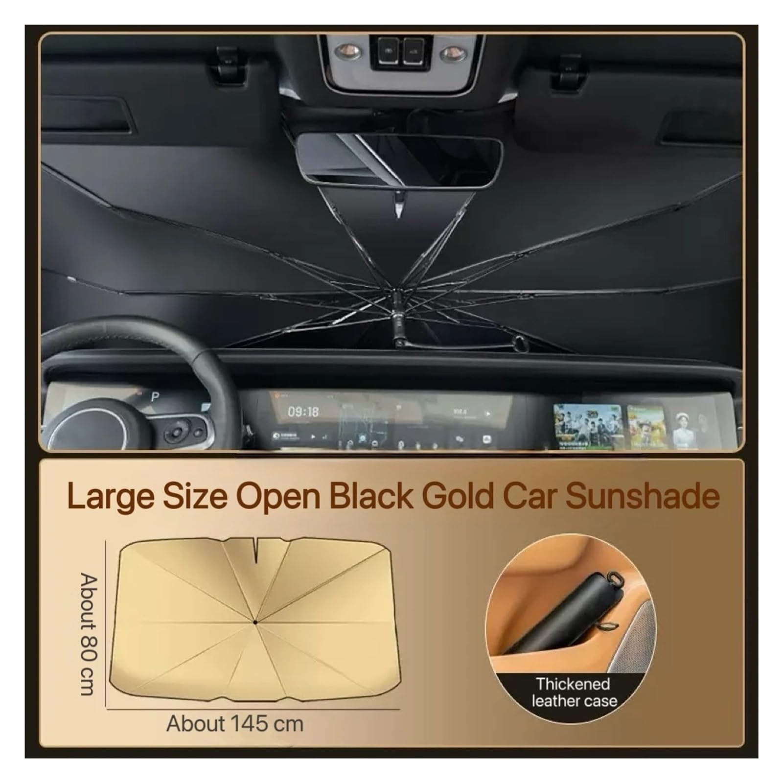 Frontscheibenabdeckung Auto Auto-Sonnenschutz Frontscheiben-Visier Einziehbar Leicht Zu Verstauen Tragbarer Sonnenschutz Wärmedämmblock(Trumpet Titanium SIL)