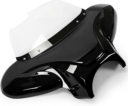 Motorcycle Front Outer Batwing Fairing 37" Wide x 24" Tall Universal | Clear Windshield ABS Fairing Black Transparent