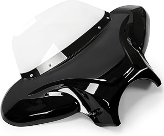 Motorcycle Front Outer Batwing Fairing 37" Wide x 24" Tall Universal Clear Windshield ABS Fairing Black Transparent