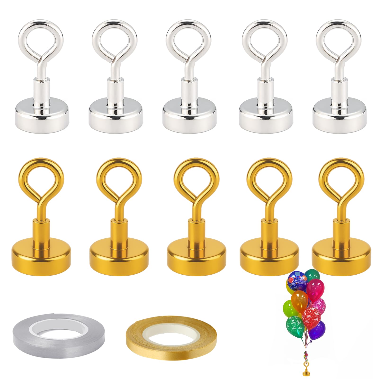 12Pcs Balloon Weight Set, Magnetic Weights for Balloons With 2PCS Ribbon, Helium Balloon Weights for Birthday, Wedding, Party Decorations – Strong Reusable Weights Hold Balloons Securely