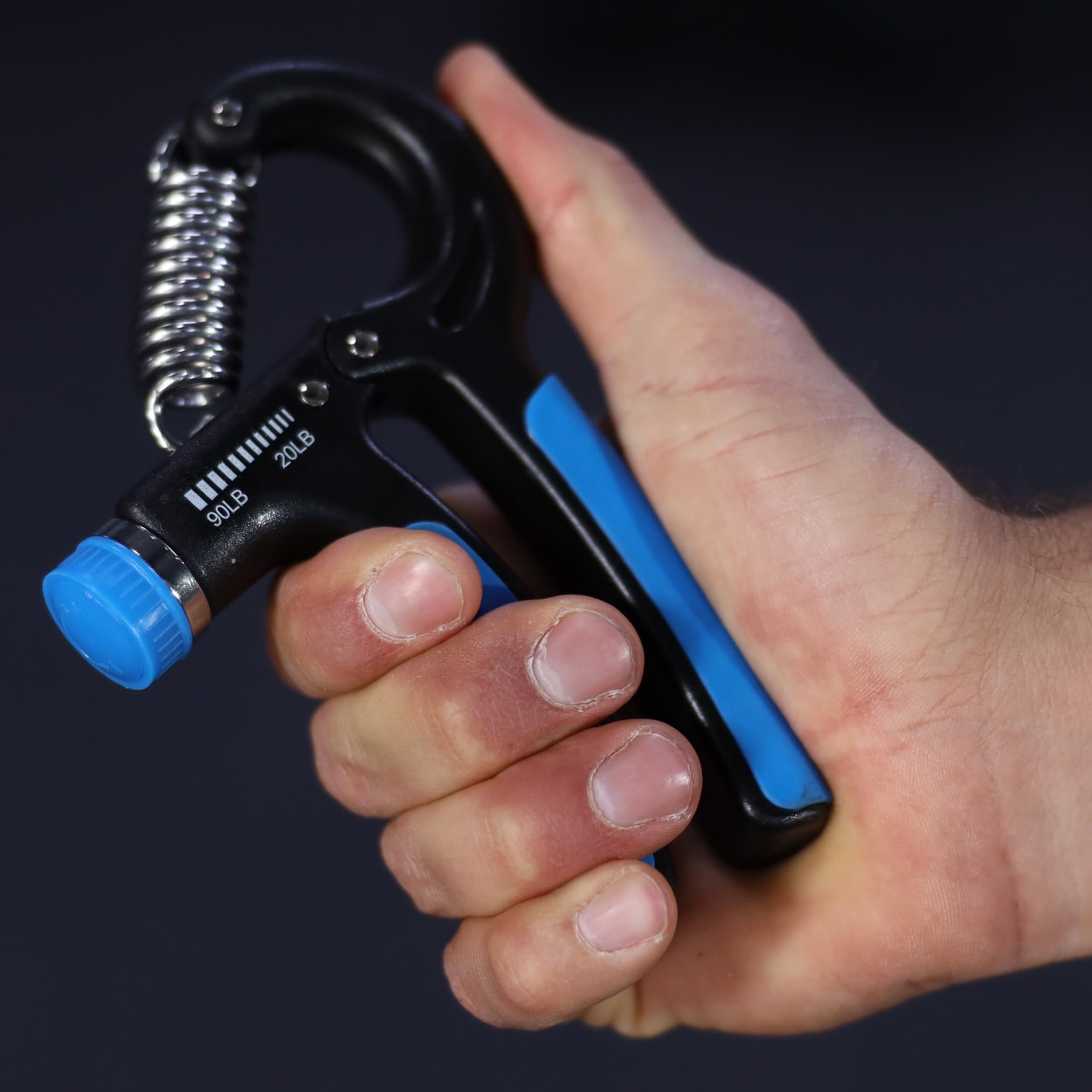 Capelli Sport Mangos de mano, ejercitador de dedos ajustable con asas ergonómicas, 20-90 libras, azul/negro