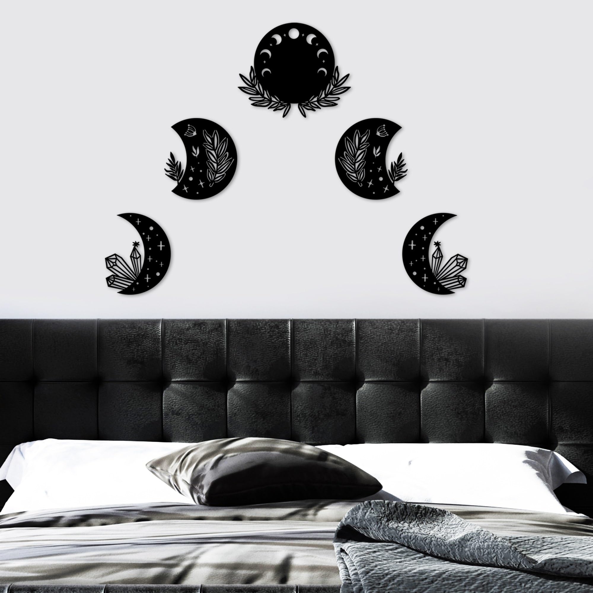 Elegant Black Decorative Metal Wall Accessory (5 Pieces), 30L x 26W cm